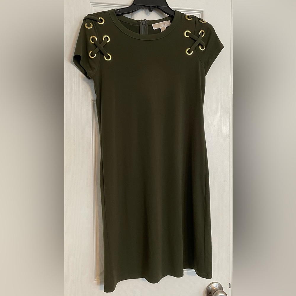 Michael Kors dark green/ gold dress